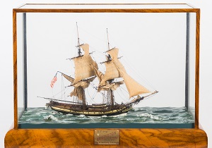 an exceptional 16' 1" scale model of the us brig 'lexington' (1775) modelled by donald mcnarry frsa